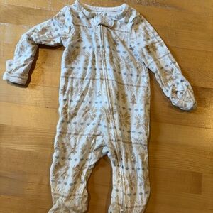 Carter's Cream and Tan Snowflake-Print Baby Footed One-Piece